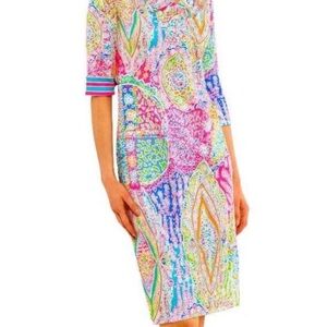 Gretchen Scott Designs Pink and Blue Midi Dress